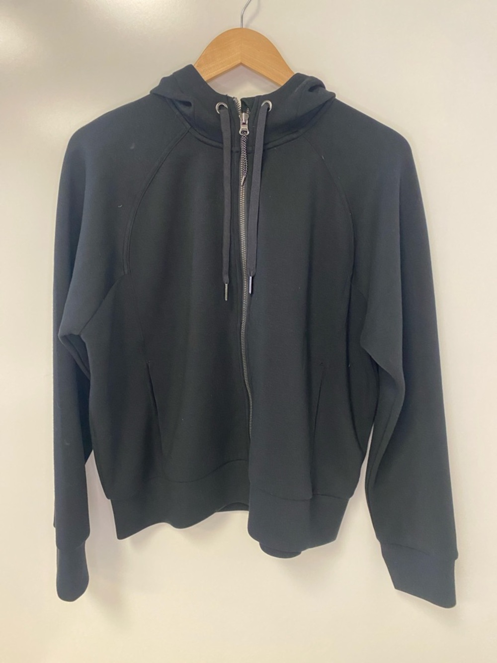 SPANX Black Full-Zip Hooded Sweatshirt